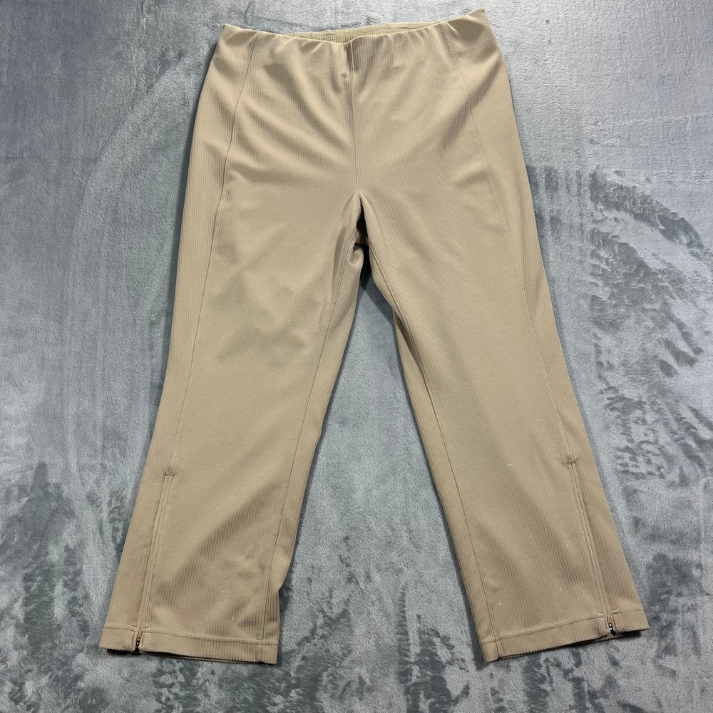 LULULEMON Ribbed Softstreme Zip Leg Pant Women 14 Tan LW6CNWS Cropped 25in Yoga